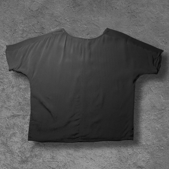 Anthropologie Line & Dot Loose Black Boxy Top Sheer Panels Brass Beading sz XS - Picture 2 of 5